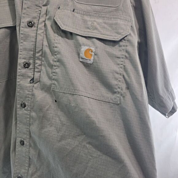 Carhartt Shirt Mens XL Short Sleeve Button Up Gray Collared Work Mechanic Shop - Picture 11 of 15